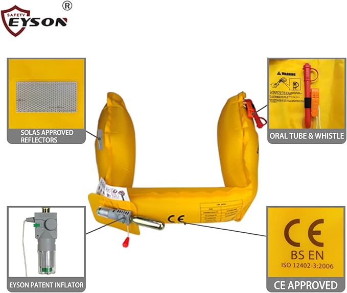 Eyson Inflatable Life Jacket Life Vest Life Ring Belt Pack Waist Bag Automatic 10pcs(Yellow)