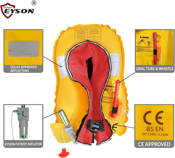 Eyson Inflatable Life Jacket Inflatable Life Vest for Child Classic Automatic 10pcs (Red)