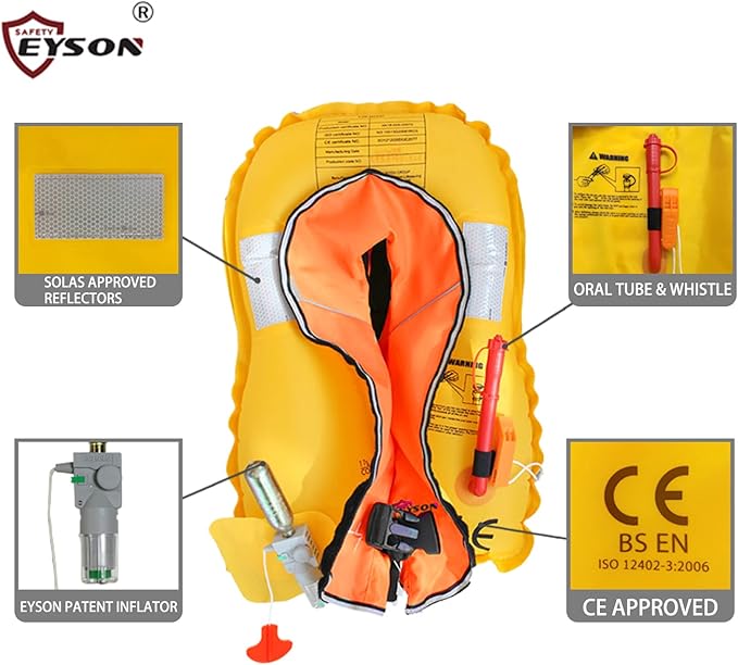 Eyson Inflatable Life Jacket Inflatable Life Vest for Child Classic Automatic 10pcs(Orange)