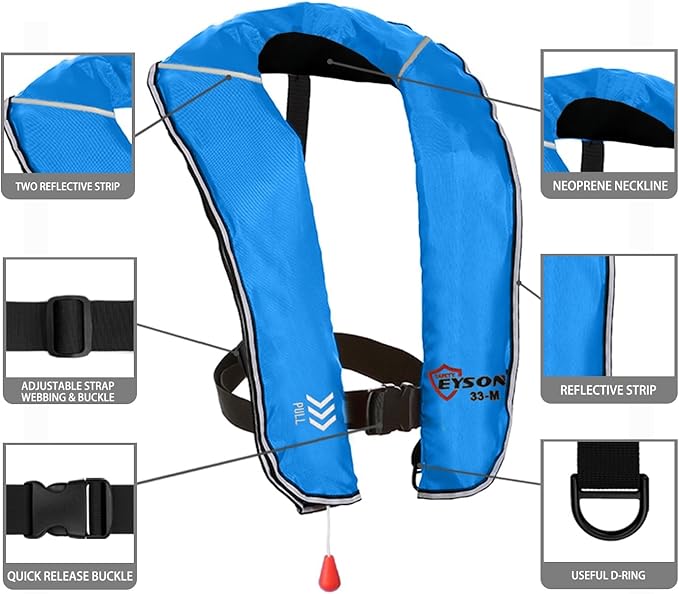 Eyson Inflatable Life Jacket Inflatable Life Vest for Adult Classic Manual 10pcs(Blue)