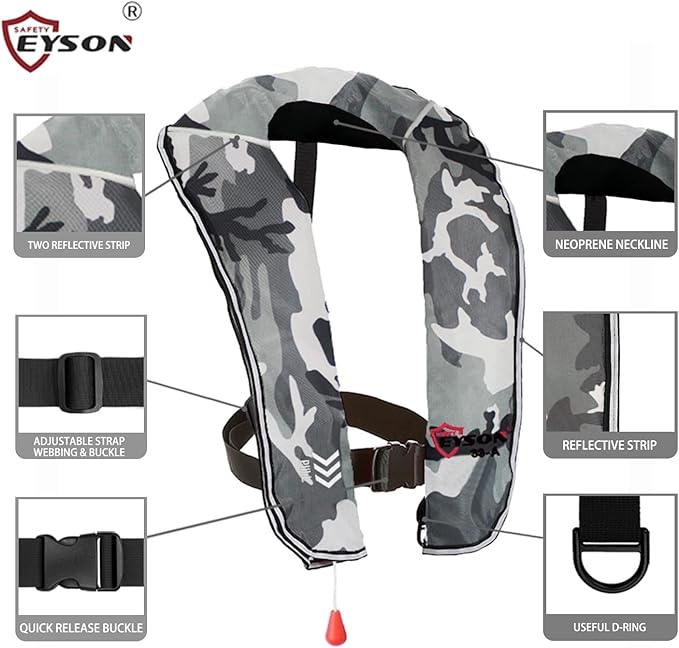 Eyson Inflatable Life Jacket Inflatable Life Vest for Adult Classic Automatic（ES639721-150A）